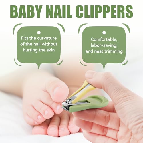 Baby Nail Care Set, 5 in 1 Baby Nail File Clippers Infant Grooming Kit Manicure Set for Newborn, Infant, Toddler, and Kids, Green