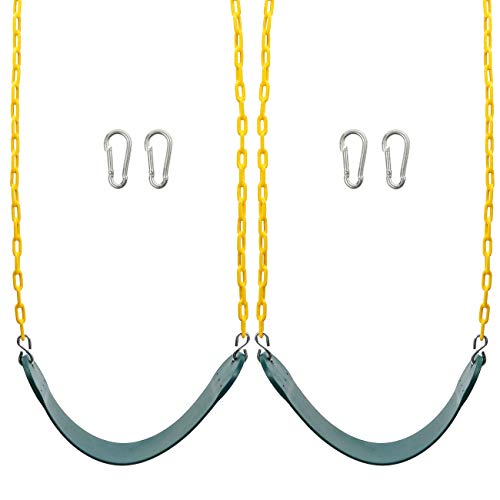 Sunnyglade 2PCS Swings Seats Heavy Duty with 66" Chain, Playground Swing Set Accessories Replacement with Snap Hooks, Support 250lb (2, Green)