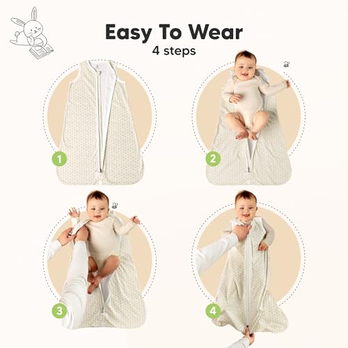 2-Pack Baby Sleep Sacks, Zipper Wearable Blanket - 100% Organic Cotton 0.5TOG, Soft Lightweight Toddler Sleeping Sack 12-24 months, Easy to Wear Newborn Swaddles Sleepsack (BumbleBear, L)