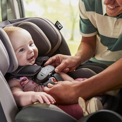 Safety 1st EverSlim 4-in-1 Convertible Car Seat, SecureTech Chest Clip, Ultra-Slim, 4-Mode Infant to Booster, Baby Car Seat, 5-100 lbs, Memory Foam, Office Space