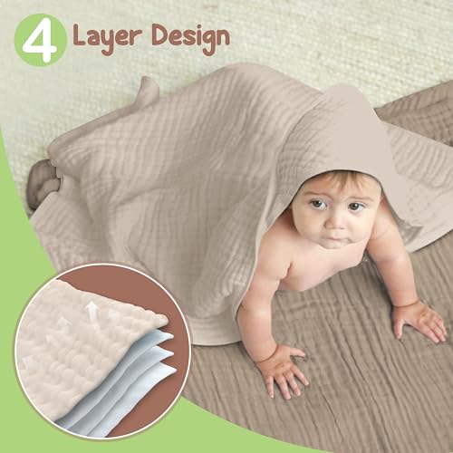 OEKO TEX 100% Organic Cotton 2 PK Muslin Baby Hooded Towel Toddler 32x32 in