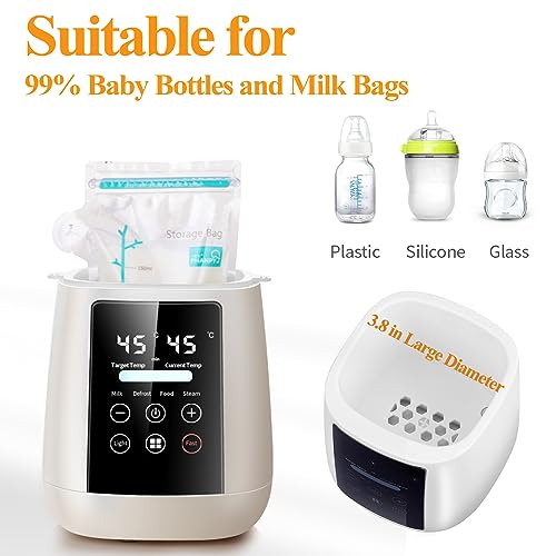 Baby Bottle Warmer All Bottles, Water Bath Milk Warmer 48H Thermostat Food Heater Breastmilk Thaw Formula Water Warming Steamer IMD LED Display Accurate Temperature Control