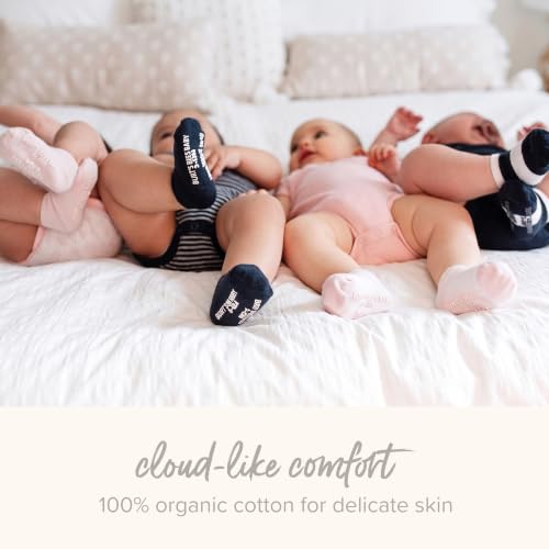 Burt's Bees Baby Organic Ankle & Crew Socks with Non-Slip Grips, 6-Pack