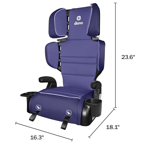 Diono Connect3 RXT 2-in-1 High Back Booster, Slim Fit 3-Across in Many Mid-Sized Sedans and SUVs, for Children from 40-120 lbs., Lightweight with Latch, Purple Wildberry