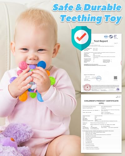 Baby Teething Toys for 0-6 6-12 Months Ages 0-2, Tummy Time Montessori Toys for Babies 0 3 6 9 12 18 Months, Newborn Infant Sensory Toys, Baby Gifts for Boys Girls