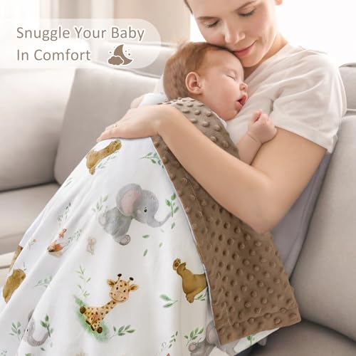 BORITAR Baby Blanket for Boys Girls Soft Plush Minky Fabric with Dotted Backing, Lovely Woodland Design Blanket for Toddler Newborn 30 x 40 Inch(75x100cm)