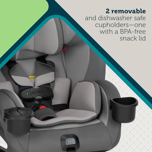 Safety 1st EverSlim 4-in-1 Convertible Car Seat, SecureTech Chest Clip, Ultra-Slim, 4-Mode Infant to Booster, Baby Car Seat, 5-100 lbs, Memory Foam, Office Space