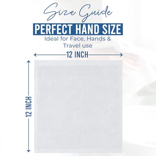 DAN RIVER 24 Pack Wash Cloths for Showering [12x12] - 100% Cotton Washcloths Premium Quality Flannel Face Cloths for Bathroom, Highly Absorbent and Soft Feel Wash Clothes, White