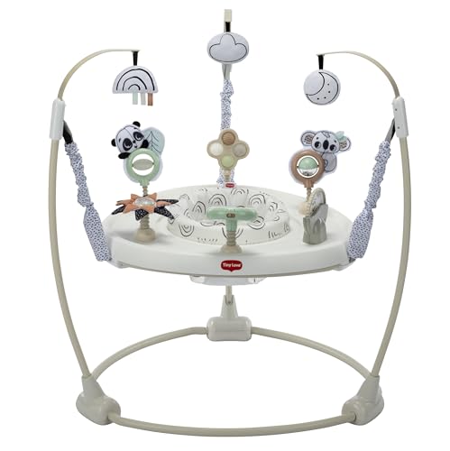 Tiny Love 4-in-1 Jump & Play Stationary Activity Center, Baby Jumper with Lights & Music, Developmental Toys, 360 Swivel Seat, Baby Activity Entertainer for 6 Months+, Black and White