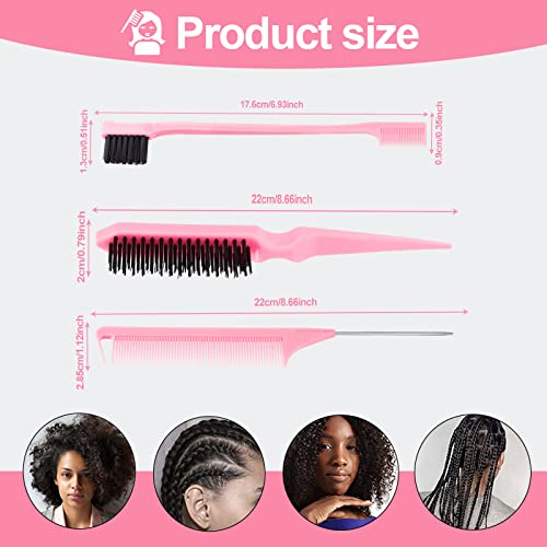 SWEET VIEW 3Pcs Slick Back Hair Brush
