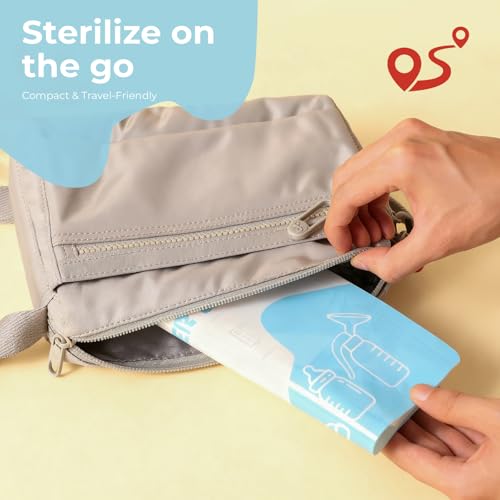Gemdom 15 Pack Microwave Steam Sterilizer Bags Plus, Large Size for Baby Bottles Soothers, Teethers, Breast Pump Parts, Training Cups and Accessories, 20 Uses Per Bag, Baby Travel Essential