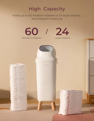 Momcozy Diaper Pail with Patented Triple-Seal Odor Control, Wide Opening, Ergonomic Height, Large Capacity with Viewing Window, Childproof Lock, Fits Standard Trash Bags