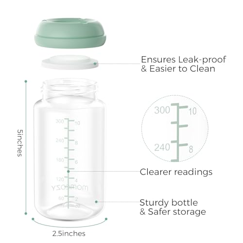 Momcozy Natural Baby Bottle, Wide-Neck, BPA Free Breast Milk Container, Storage Collection Bottle for Fridge & Milk Cooler, Breastfeeding Essential, 11 oz, 4 pcs