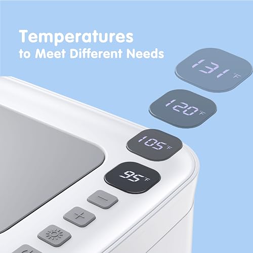 Cozygrow Baby Wipe Warmer with LED Light & Transparent Viewing Window, Adjustable 95℉-131℉, 1.5 Meter Plug Cord
