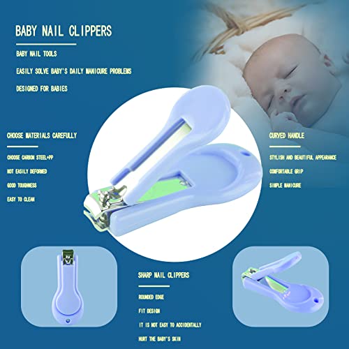 VZAYQUPXY Baby Grooming Kit, Baby Essentials for Newborns, Portable Baby Care Kit, Contains Baby Nail Clippers, Baby Comb, Baby Brush, Baby Ear Wax Removal Tool and More (10 in 1) (Blue)