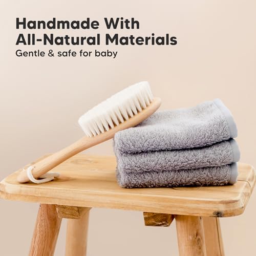 Wooden Baby Hair Brush for Toddler, Infant Cradle Cap (Walnut, Regular)