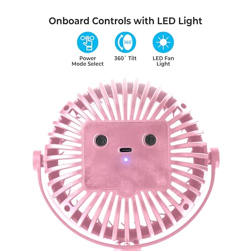 Comfort Zone Portable Stroller Fan, Pink