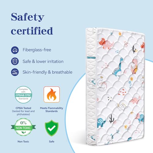 Letmxiu 5" Crib Mattress and Toddler Mattress, Dual-Sided and Firm, Hypoallergenic Crib Mattress, Fits Standard Crib and Toddler Bed