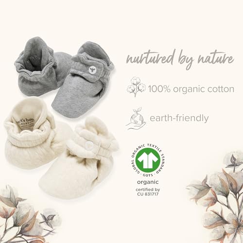 Burt's Bees Baby Unisex 100% Organic Cotton, Adjustable Booties