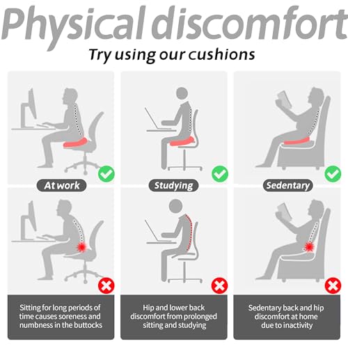 runfider Car Booster Thick Height Adjustable Seat Cushion with Breathable Mesh Cover, Portable Seat Cushion for Driving, Office Chairs Wheelchairs Trucks SUV's and Home Use Black