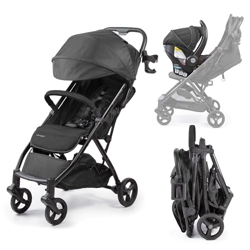 Ingenuity 3Dquickclose CS+ Compact Fold Stroller – Lightweight Stroller with Oversized Canopy, Extra-Large Storage and Compact Fold, Black