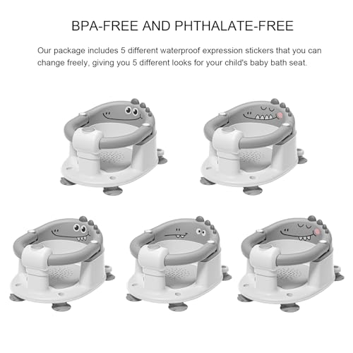 TPN Baby Bath Seat for Babies 6 Months & Up, Non-Slip Bath Tub Chair for Sitting Up Infant Bathtub (Grey)