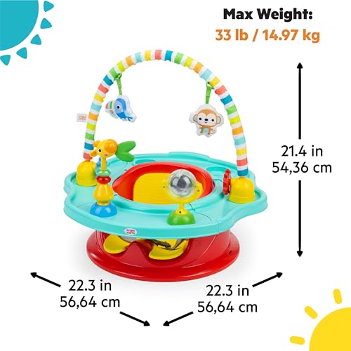 Bright Starts 3-in-1 SuperSeat Playful Paradise, Baby Activity Seat with Toys, Snacking Tray, Booster Seat, BPA Free Tray, Unisex, 6 Months +