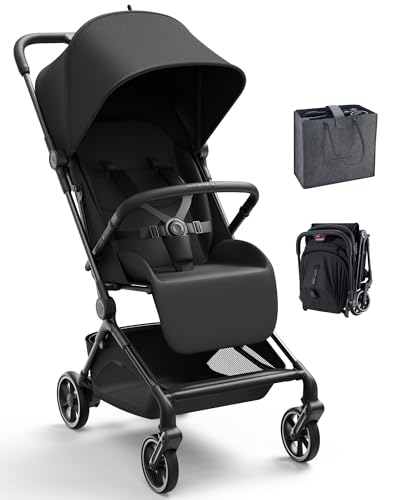 Momcozy Tuckgo Travel Stroller, Carry-On Compatible, Ultra Compact Stroller for Toddler, Reclining Seat, UPF 50+ Canopy, Adjustable Leg Rest, 33L Extra-Large Storage, Stroller Travel Bag Included