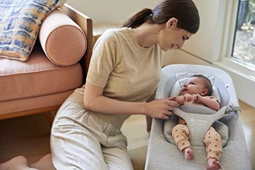 Ergobaby Evolve 3-in-1 Bouncer Seat for Babies and Toddlers 5.5-25lbs - Multi Position Baby Rocker Seat with Adjustable Heights, Secure Harness, Newborn Insert - Light Grey