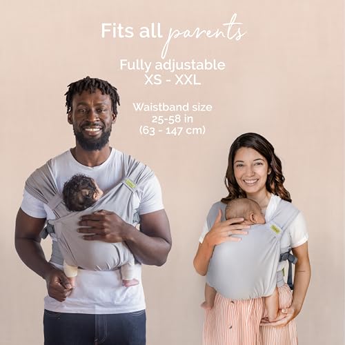 Boba Bliss Pre-Wrapped Baby Carrier with Buckle - Newborn to 7-35 lbs Light, Breathable & Easy to Adjust Hybrid Infant Sling & Toddler Carrier - Certified Hip-Healthy for 0-18 Months - Gray