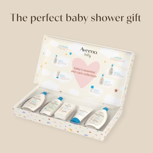 Aveeno Baby Essential Skincare Gift Set, 5-Piece Collection with Wash and Shampoo, Daily Moisture Body Lotion, Face Moisturizer & Newborn Wash and Baby Balm, Gentle Daily Care for Sensitive Skin