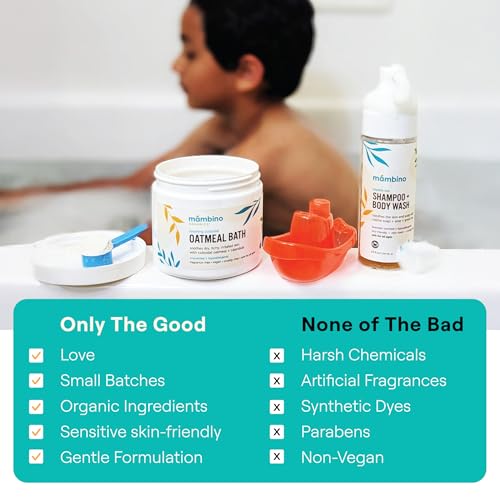 Mambino Organics Baby & Kids Bath Care Set, Baby Shampoo and Body Wash Duo with Colloidal Oatmeal Bath Soak, Gentle Baby Bath Essentials for Newborns & Kids, Vegan, Cruelty-Free