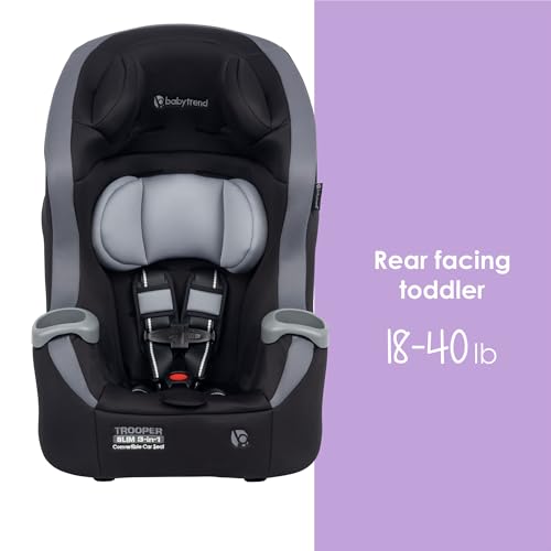 Baby Trend Trooper™ Slim 3-in-1 Convertible Car Seat, Dash Black – Slim Fit, 3-in-1 Growth Modes, Lightweight Design, Adjustable Comfort Padding