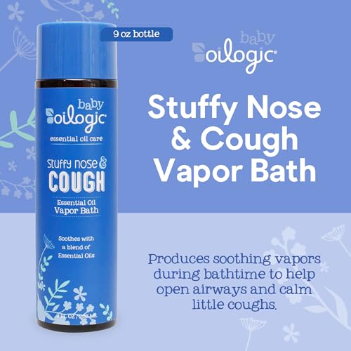 Oilogic Stuffy Nose and Cough Vapor Bath Relief for Babies & Toddlers, Essential Oil Breathe Blend - Pediatrician & Dermatologist Tested Formula Naturally Soothes with Essential Oils- 266ml (9 fl oz)