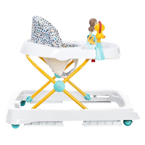 Smart Steps Trend Activity Walker with Removeable Toy Bar, Multi-Directional Front Wheels, Tray, Adjustable Height and Flat Fold Frame for Storage, Ages 6 Months +, Zoo-ometry White