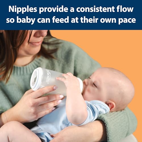Dr. Brown's Silicone Baby Bottle with Collapsible Insert Designed to Reduce Colic, 9 oz with Wide-Neck Level 2 Medium Flow Nipple, BPA-Free, 3m+, Green, 4-Pack