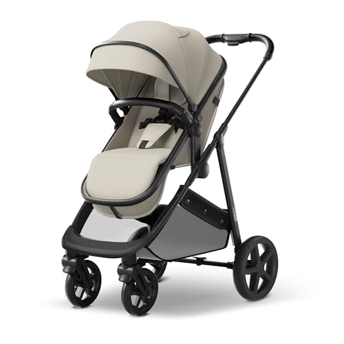 Mompush Wiz 2 in 1 Baby Stroller with Infant Pramette Mode, One Hand Fold Convertible Newborn to Toddler Stroller with Reversible Seat and Large UPF 50+ Canopy