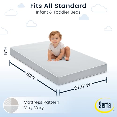 Serta Perfect Start Limited Dual Sided Baby Crib Mattress and Toddler Mattress, Breathable Fiber Core, GREENGUARD Gold Certified, Waterproof, 7 Year Warranty, Made in USA