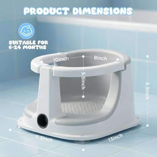 Baby Bath Seat for Babies Sitting Up, Bath Seats Sitting Up for Infant,Safe & Comfortable Toddler Bath Seat, Features an Open Design, Non-Slip Baby Bathtub with 3 Suction Cups(6-24Month)