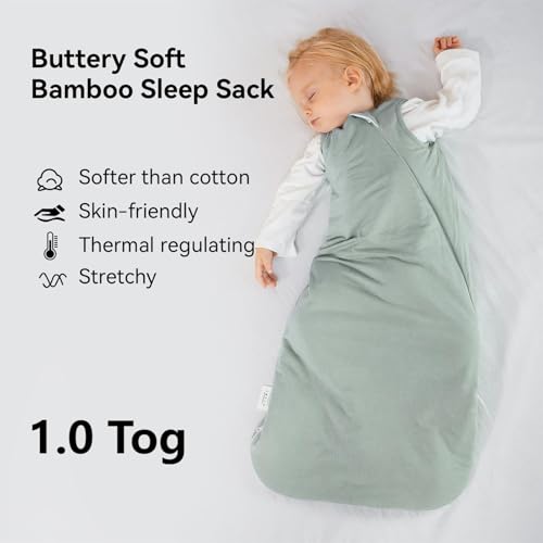 BubblePanda Rayon Made from Bamboo Sleep Sack 2t-3t 1.0 Tog Soft Toddler Sleeping Sack 24-36 Months for Babies 2-Way Zipper Baby Wearable Blanket