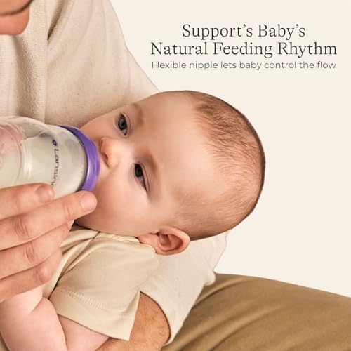Lansinoh Anti-Colic Baby Bottles, BPA-Free Plastic, 5 Ounces, 3 Count, Slow Flow Nipples (Size S), Breastfeeding Bottle with NaturalWave Design, Baby Essentials