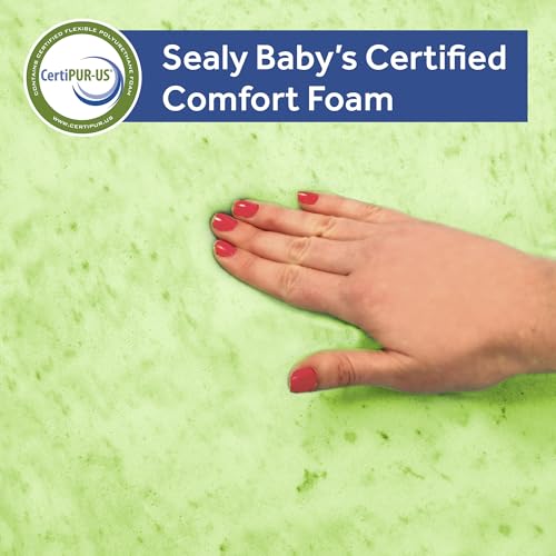 Sealy Baby Posture Perfect Breathable Crib Mattress, GREENGUARD Gold Certified, Made in USA, 2 Stage Hybrid Memory Foam & 150 Premium Coils, Toddler Bed Fit, Safety & Quality Tested, 52x28"