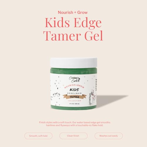 Cristina's Curls Edge Control Gel, Non-Flaking Hold for Curly Hair, Baby Hairs and Flyaways, Kid-Safe Formula