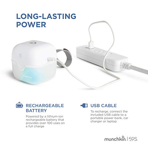 Munchkin® Portable UV Sterilizer Plus with Rechargeable Battery, Mini UV Light Sanitizer Eliminates 99.99% of Germs in 59 Seconds