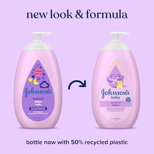 Johnson's Baby Bedtime Lotion, Soothing NaturalCalm Aromas, Gentle Nighttime Baby Lotion, Helps Relax & Soothe, Hydrating, No added Parabens & Dyes, 27.1 fl. oz