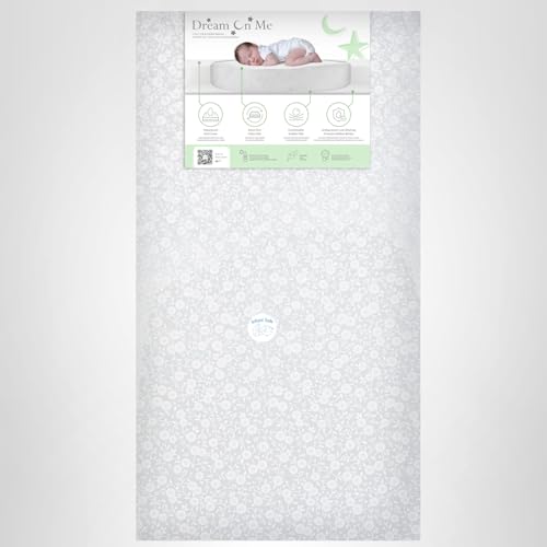 Dream On Me Dreamland Orthopedic Firm Fiber Crib and Toddler Bed Mattress, Greenguard Gold and JPMA Certified, Waterproof Vinyl Cover, Dual-Sided Mattress, Grey, Made In The U.S.A