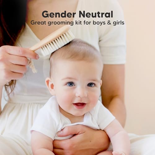 Wooden Baby Hair Brush for Toddler, Infant Cradle Cap (Walnut, Regular)