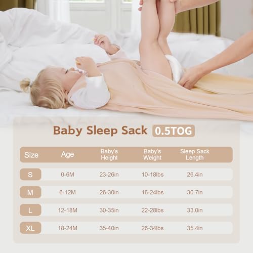 Wrrernsin Baby Sleep Sack 0-6 Months,100% Cotton TOG 0.5 Wearable Blanket for Newborn and Infant, 3 Pack 2-Way Zipper Lightweight Sleeping Bags for Toddler