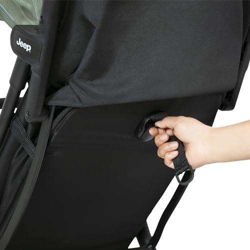 Jeep Altitude Compact Travel Stroller by Delta Children Greenguard Gold, Easy One Hand Fold, Lightweight, Extendable Canopy with Peek-a-Boo Window, Reclining Seat, 4 Wheel Suspension, Olive Green