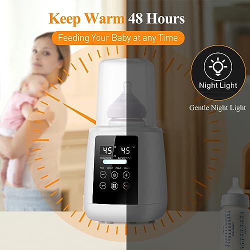 Baby Bottle Warmer All Bottles, Water Bath Milk Warmer 48H Thermostat Food Heater Breastmilk Thaw Formula Water Warming Steamer IMD LED Display Accurate Temperature Control